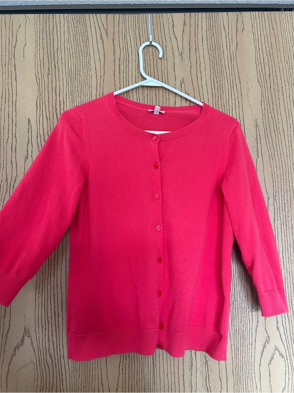 Talbots Bright Pink Button-Front Cotton Cardigan